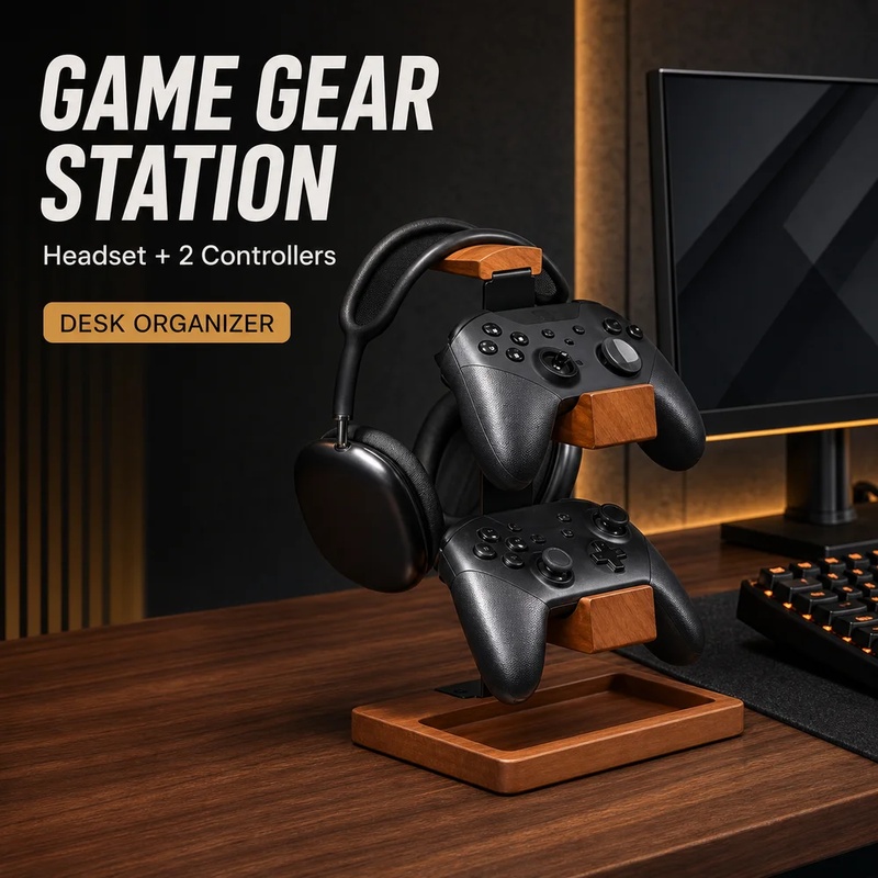 Pc Gaming Earphones - حامل سماعات رأس خشبي، حامل سماعات