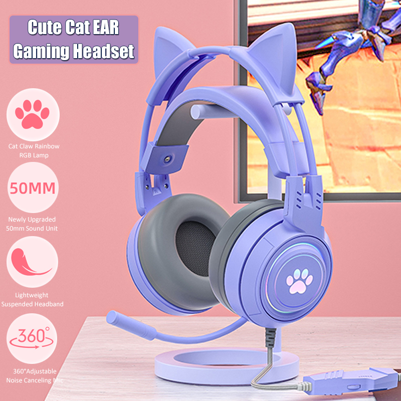Pc Gaming Earbuds - سماعات أذن القط اللطيفة مع ميكروفون