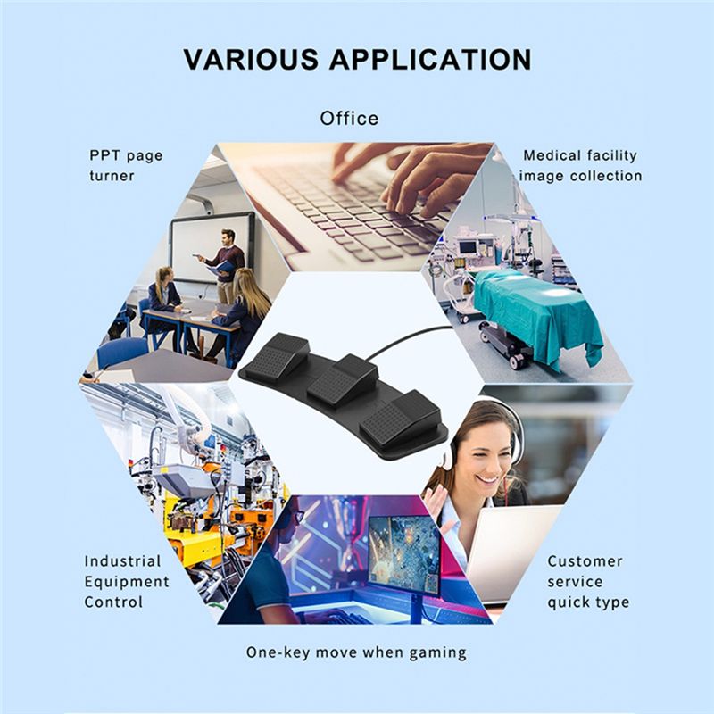 AT82-USB وحدة تحكم ثلاثية الأز - مراجعة Usb Foot Pedal Gaming وسعره